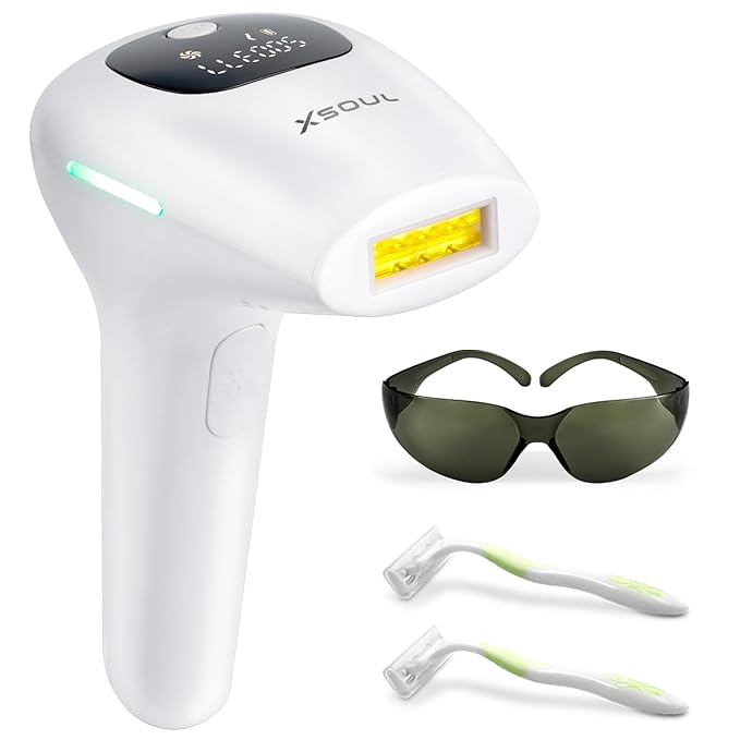 XSOUL At-Home IPL Hair Removal for Women and Men Permanent Hair Removal 999999 Flashes Painless Hair Remover on Armpits Back Legs Arms Face Bikini Line Corded