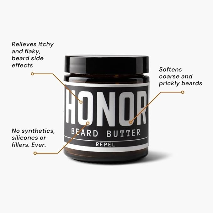 Honor Initiative Beard Butter - Lemongrass Citronella &amp Eucalyptus - Softens &amp Conditions Beard Hairs - Only Clean &amp Simple Ingredients - 3.4 fl. oz.