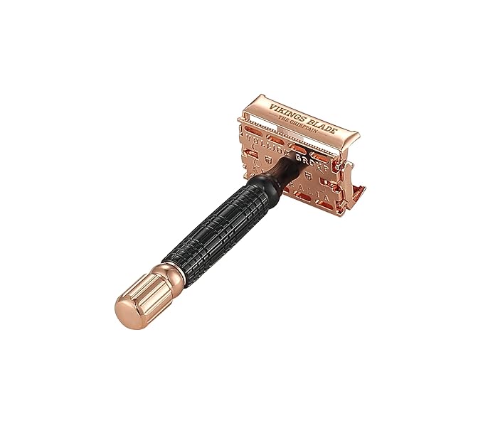 VIKINGS BLADE Double Edge Safety Razor for Men + 5 Swedish Steel Blades + Luxury Case. Smooth Reusable Eco-Friendly (Chieftain ?œOdin??
