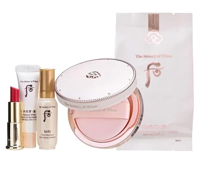 The History Of Whoo Gongjinhyang Seol Radiant White Tone Up Sun Cushion 1 Refill Special 4 Pcs Set