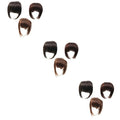 NOLITOY 9pcs Fashionable Women Hair Accessories Black Head Hair Wig Replacement Bangs Straight Extensions Flat for Heart Long Face Shapes
