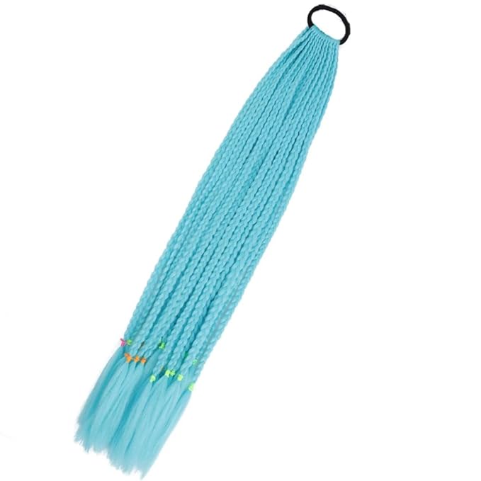 Synthetic Gradient Boxing Braided Ponytail For Girls With Elastic Hair Rubber Bands Hair Accessories Wig Headband Hairpiece