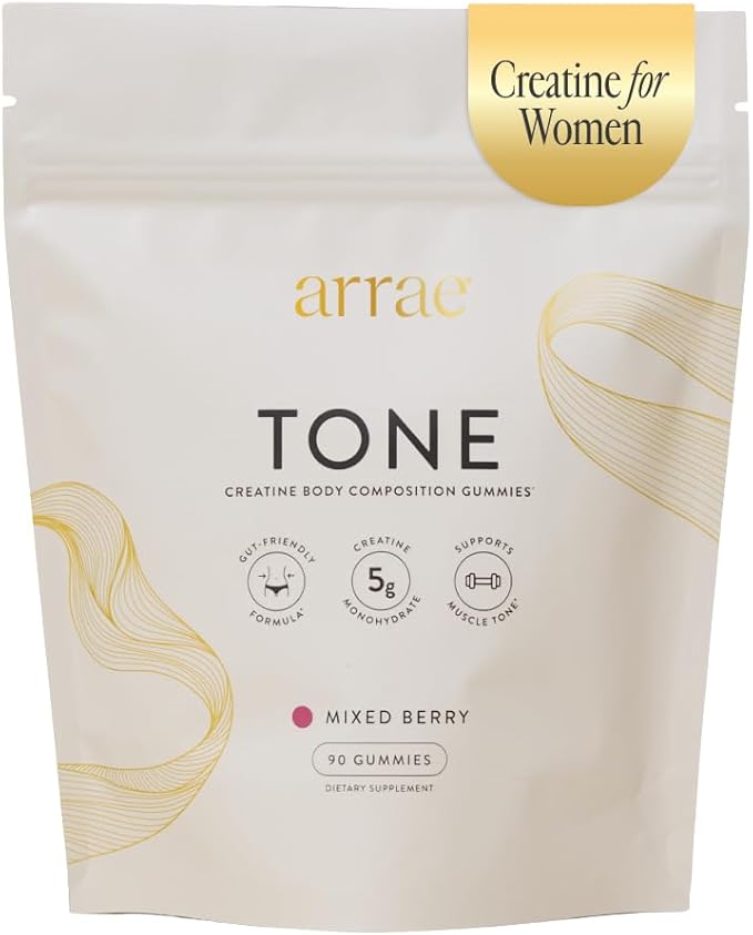 Arrae Tone Gummies ? Creatine Monohydrate 5g for Women ? Support Lean Muscle Strength &amp Recovery ? Hormone-Friendly Muscle Toning Supplement ? Mixed Berry Flavor ? 90 Count