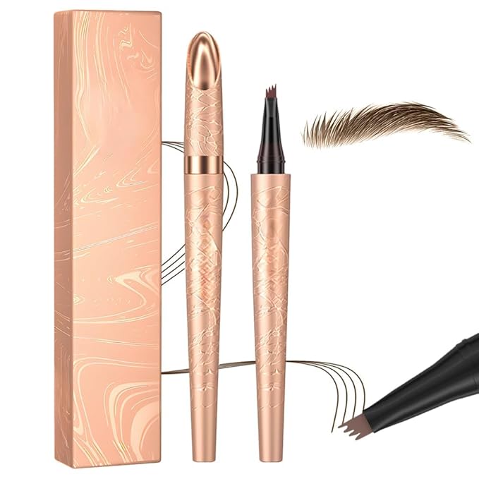 New Microblading Eyebrow Pen Waterproof Eyebrow Pencil Eye Brow Pen with 4 Tip Premium Natural Magic Eyebrow Makeup Fine Stroke Contouring Pencil Long-Lasting Stay on All Day (Dark brown)