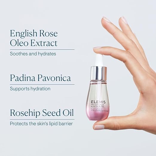 ELEMIS Pro-Collagen Rose Facial Oil Blend | Lightweight Daily Facial Oil Soothes Nourishes and Smoothes Skin for a Radiant Fresh Complexion | 15 mL