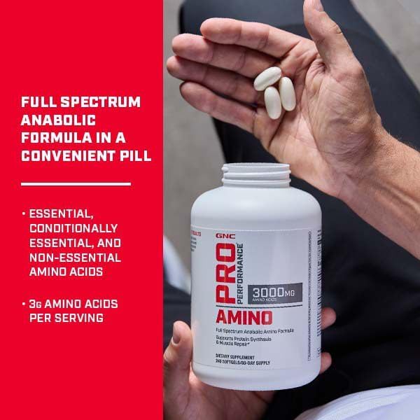 GNC Pro Performance Amino 3000mg 240 Softgels Supports Protein Synthesis and Muscle Repair