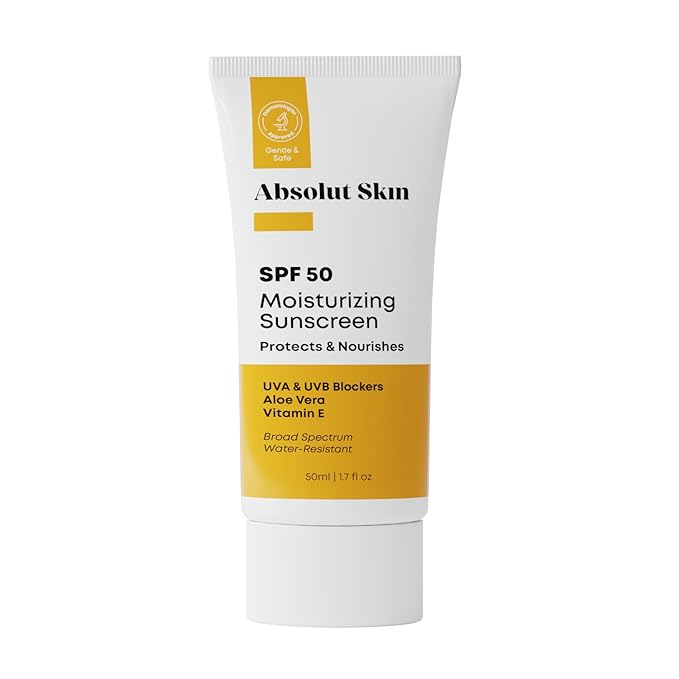AbsolutSkin SPF 50 Moisturizing Sunscreen ? Lightweight Daily Face Sunscreen with Aloe &amp Vitamin E ? No White Cast ? 60ml