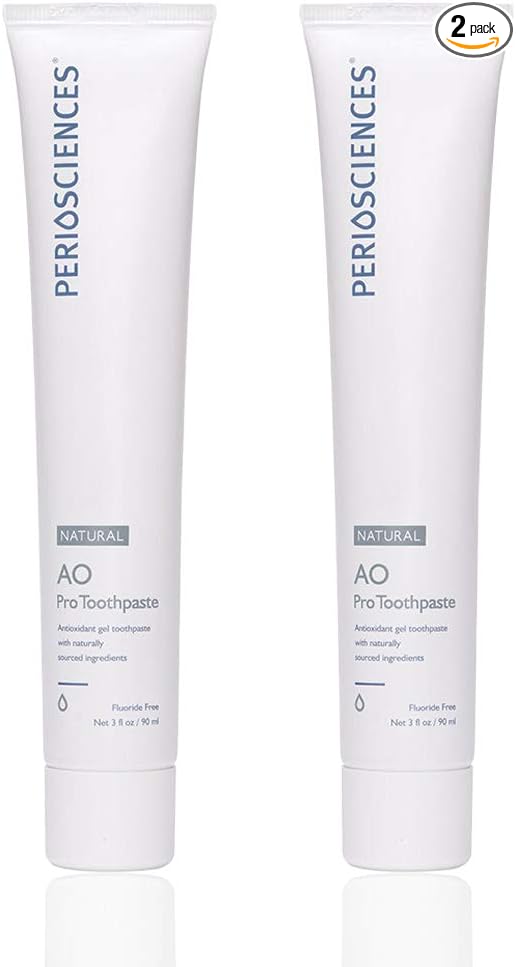 PerioSciences AO Pro Natural Toothpaste with Nano Hydroxyapatite Remineralizing Fluoride Free SLS Free Gluten Free 3 fl oz / 90ml - Pack of 2