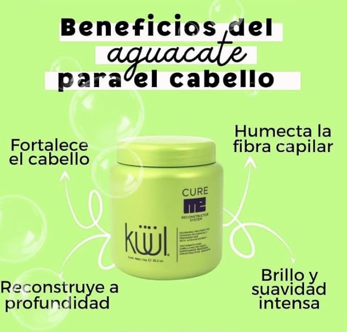 Kuul Cure Me Reconstructor 35.2 oz (Tratamiento Para Cabello Maltratado) AVOCADO (con extracto de aguacate)
