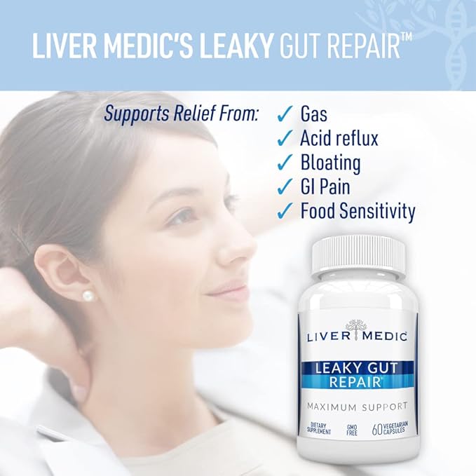 Leaky Gut Repair Natural Gut Health Supplement Glutamine Organic Slippery Elm NAG Marshmallow Root Aloe Vera MSM Quercetin Bromelain Promotes Digestive Ease Gut Wellness 1000mg 60 Caps