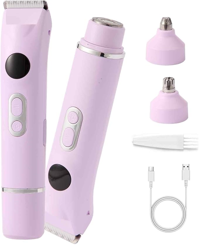 Bikini Trimmer for Women Upgraded 2-in-1 Electric Razors for Women with 2 Replaced Blades and LED Light Wet &amp Dry Use Electric Shaver Support 90 Mins Runtime for Face &amp Body &amp Intimate A