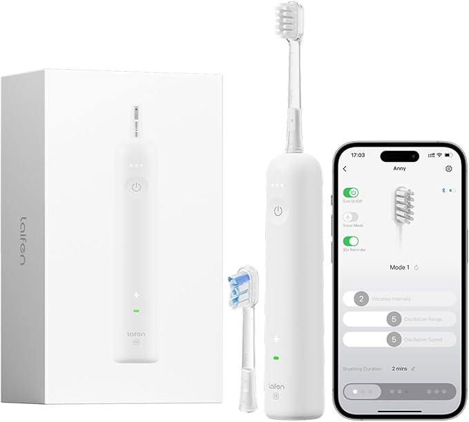 Laifen Wave Special Electric Toothbrush New 2025 Version Oscillation &amp Vibration Sonic Electric Toothbrush for Adults with App 2 Brush Heads IP68 Waterproof Travel Powered Toothbrush (Matte Whi
