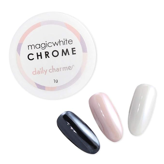 Daily Charme Magic White Nail Chrome Powder (White) 1g Pearlescent Nail Chrome Powder Glazed Donut Nail Art Decoration Home DIY/Nail Salon Manicure