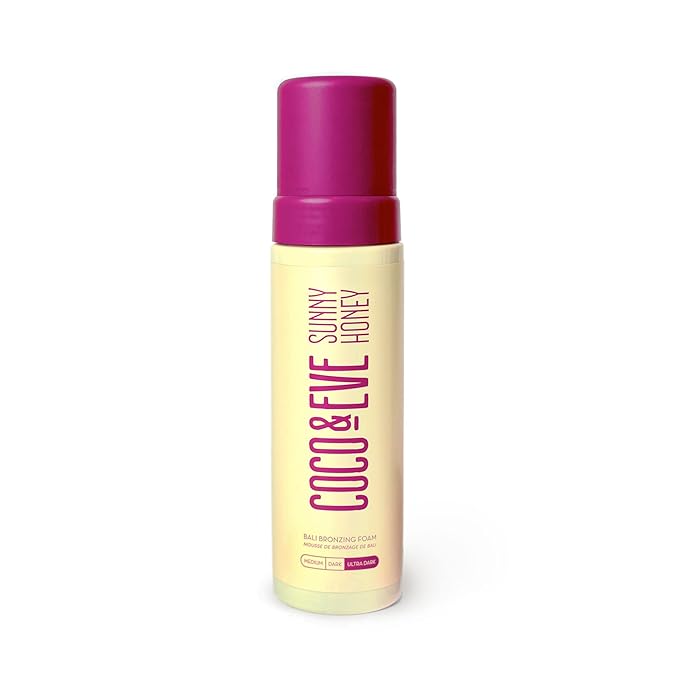 Coco &amp Eve Sunny Honey Bali Bronzing Self Tanner Mousse - (Ultra Dark) All Natural Sunless Tanning Instant Lotion with Bronzer and Skin Moisturizer (6.7 fl oz)