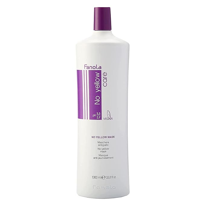 Fanola No Yellow Purple Hair Mask - Acidic pH Deep Conditioning Hair Mask for Blonde Bleached &amp Grey Shades - Intense Violet Pigment Neutralizes Brassy Tones (33.8 Fl oz)