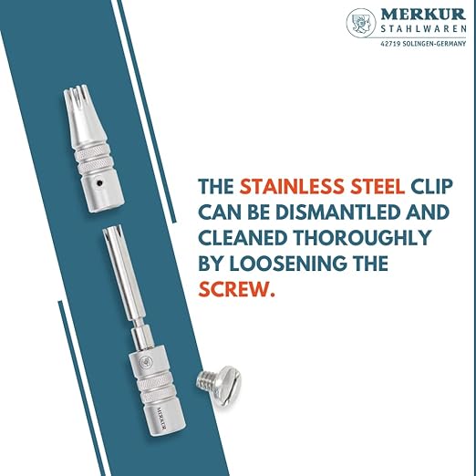 MERKUR Nose &amp Ears Hair Trimmer Safe Hair Removal Tool for Men &amp Women Twist and Cut Mechanism Stainless Steel Clip Easy to Clean Battery-Free