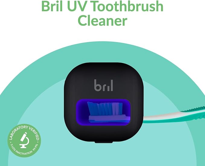 Bril UV-C Toothbrush Sanitizer Portable Cleaner Travel Cover Magnetic Holder and Rechargeable Case for Any Size Toothbrush Multi-Pack