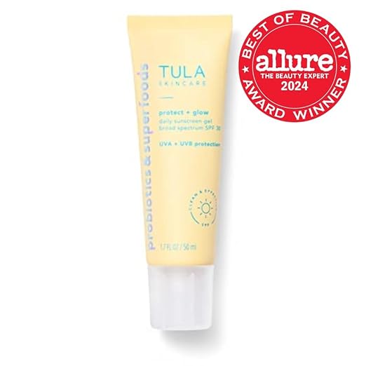 TULA Skin Care Protect + Glow Daily Sunscreen Stick Gel Broad Spectrum SPF 30 - Skincare-First Non-Greasy Non-Comedogenic &amp Reef-Safe with Pollution &amp Blue Light Protection.