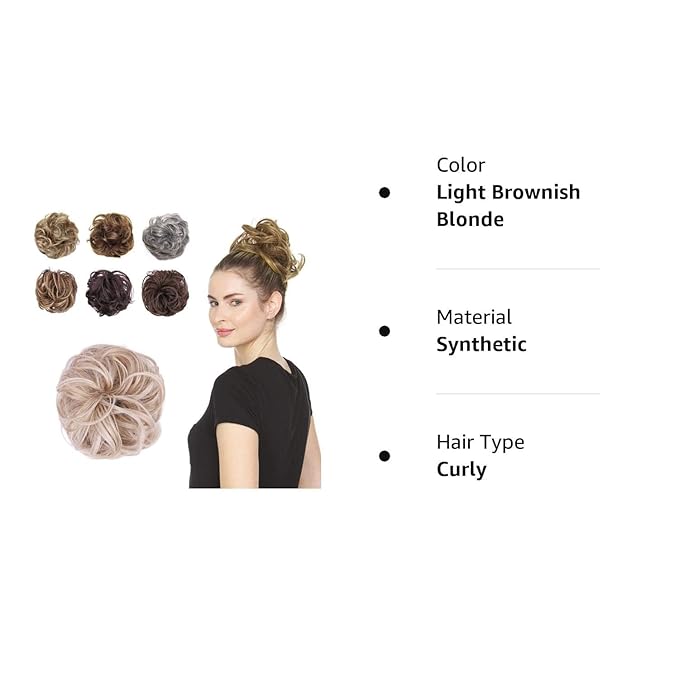JuvaBun Messy Bun Hair Piece - Light Brownish Blonde color Synthetic Hair Foam Material Women's Wig Easy Upkeep