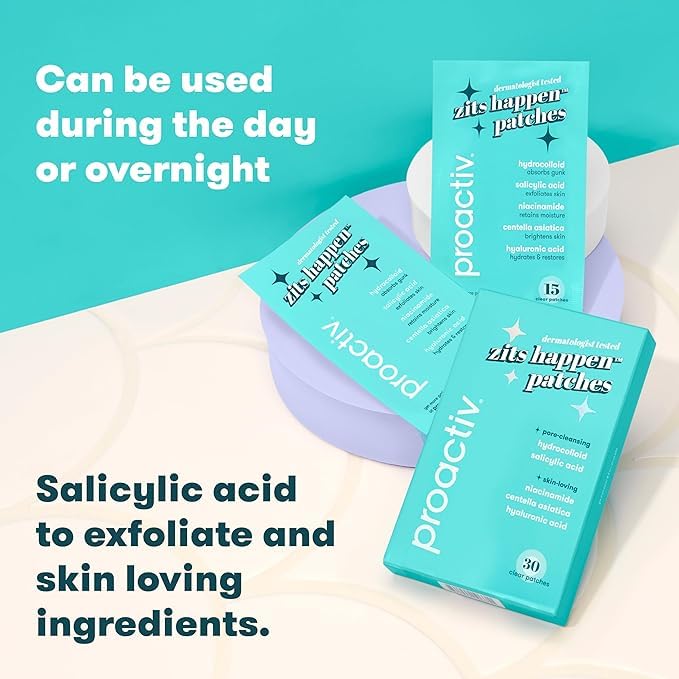 Proactiv 3 Step Acne Treatment w/ Pimple Patches - Benzoyl Peroxide Face Wash Repairing Acne Spot Treatment for Face and Body Exfoliating Toner - 90 Day Complete Acne Skin Care Kit + Pimple Patches