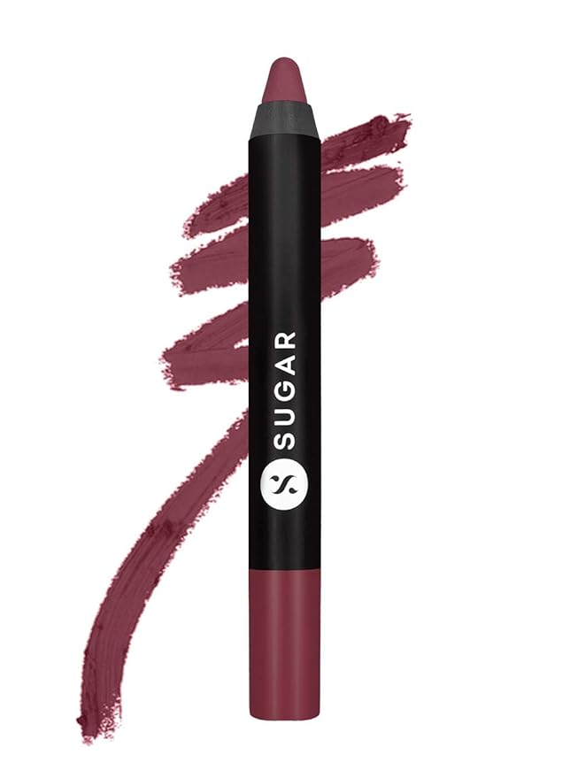 SUGAR Cosmetics Matte As Hell Crayon Lipstick With Free Sharpener Long-Lasting Matte Lip Crayon - 25 Lily Aldrin (Mauve Pink)