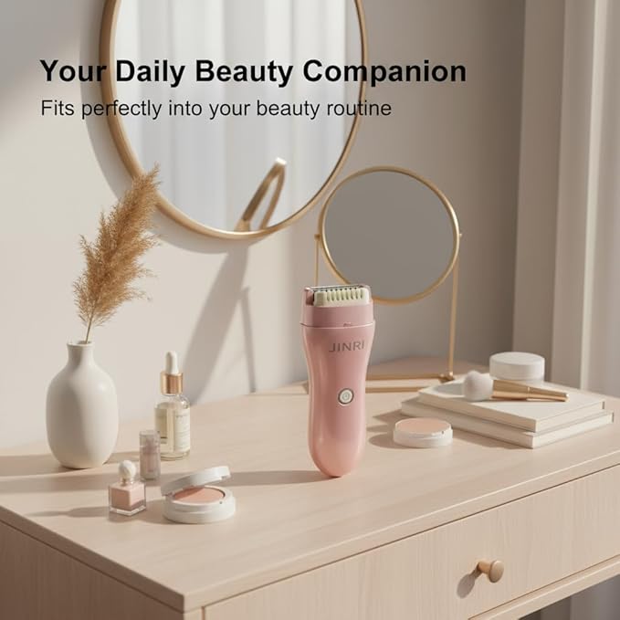 JINRI Electric Bikini Trimmer and Intimate Shaver for Women Rose Gold Portable Design Fast Hair Removal Gentle on Skin Long Battery Life