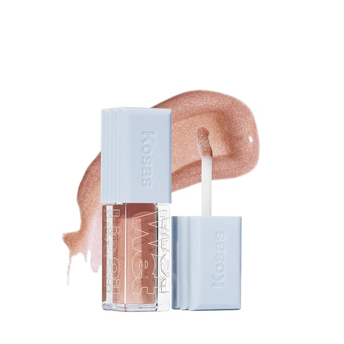 Kosas Wet Lip Oil Gloss - Hydrating Lip Plumping Treatment with Hyaluronic Acid &amp Peptides Non-Sticky Finish (Unzipped)