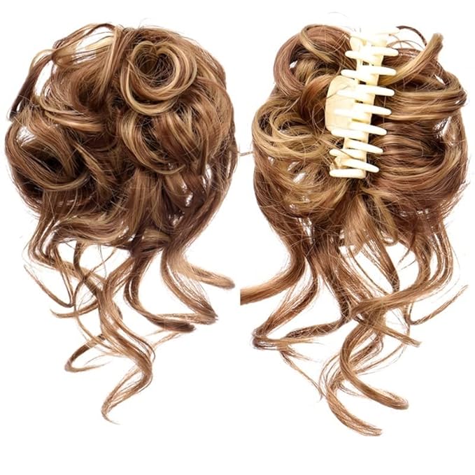 FRANCES Fake Hair Bun Synthetic Hair Bun Messy Curly Bun Claw Clip Bun Headband Wig Ponytail Hair Extensions Women Wig Hair Bun Hair Accessories (Color : SW207)