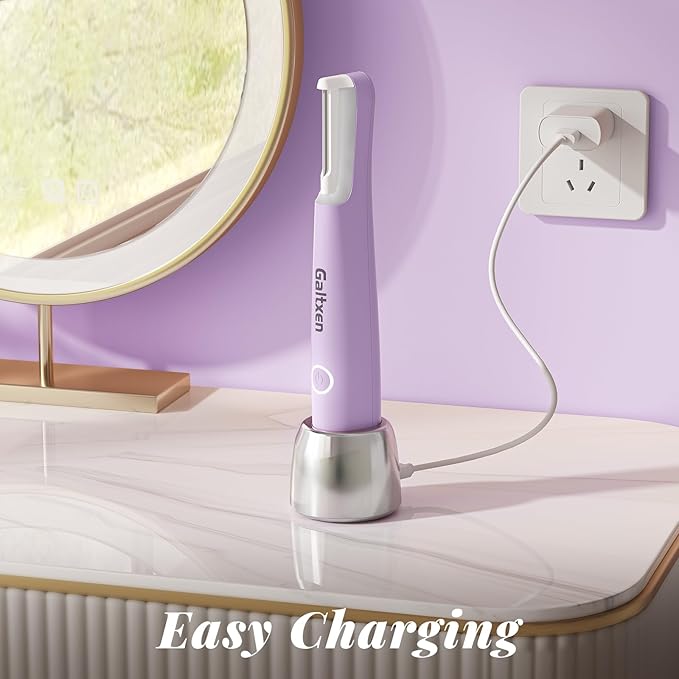 Sonic Dermaplaning Tool for Women Rechargeable Face Dermaplane Razor Sonic Edge Technology for Facial Hair Exfoliating and Peach Fuzz 10 Refill Blades Purple