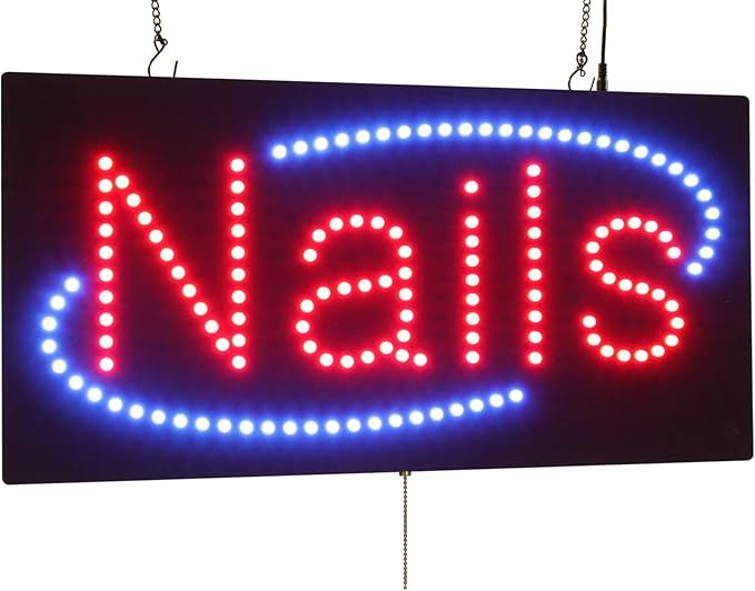 Nails Sign Jumbo Size 27x15 69x38cm TOPKING LED Neon Florescent Signage Signboard Display Billboard Screen Grand Opening Gift