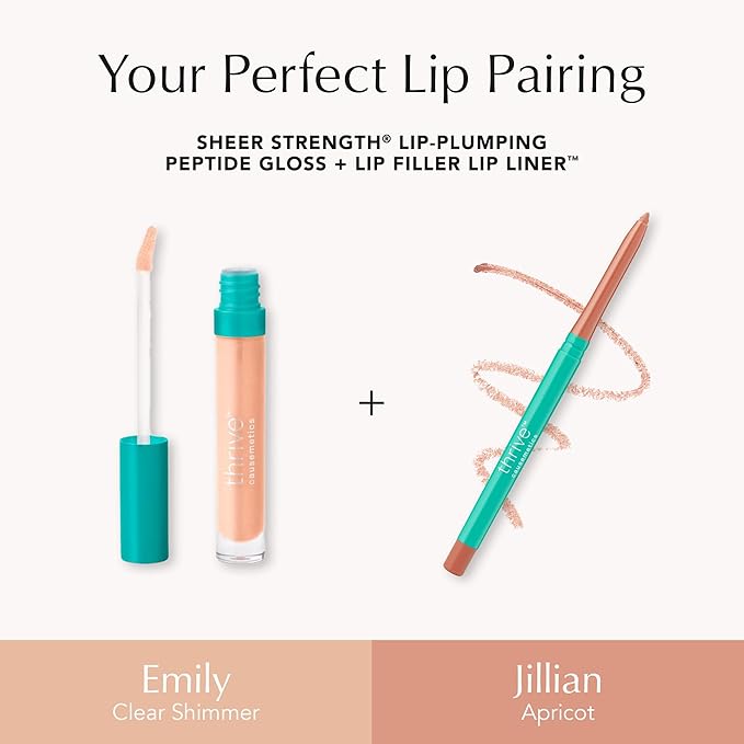 Thrive Causemetics Lip Filler Long-Wearing + Plumping Lip Liner Shea Butter Hydrating Lip Plumper Retractable Lip Liner Pencil Built In Sharpener Vegan &amp Cruelty Free Jillian (Apricot)