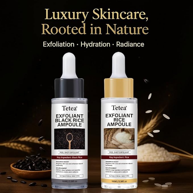 Peel Shot Glow Rice Ampoule Duo ? 2 PCS White &amp Black Rice Facial Serum | Lightweight Hydrating Formula for All Skin | 3.38 Fl Oz Each