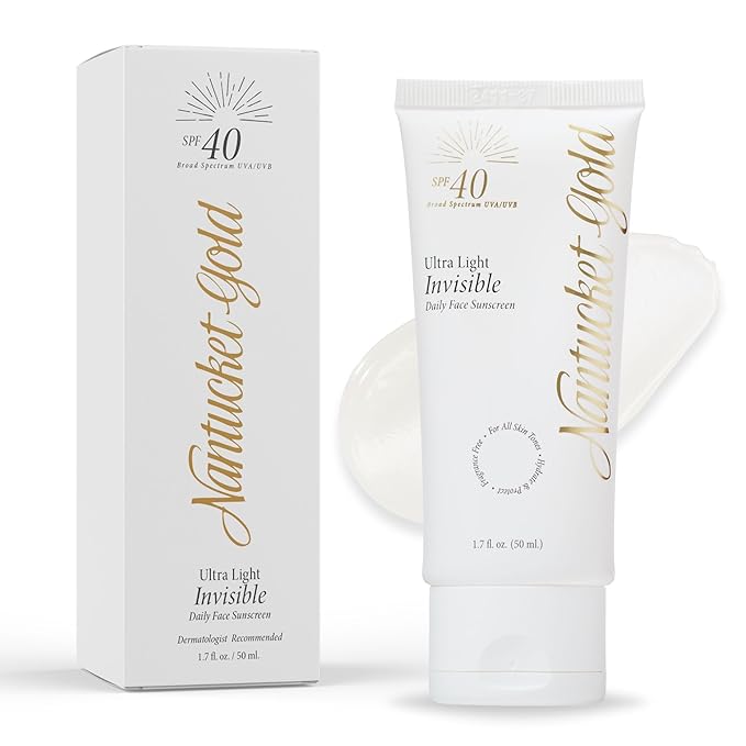 100% Invisible Daily Face Moisturizer with SPF 40 + Hyaluronic Acid + Vitamin C Weightless Scentless Primer - For All Skin Skin Tones - 1.7 fl oz