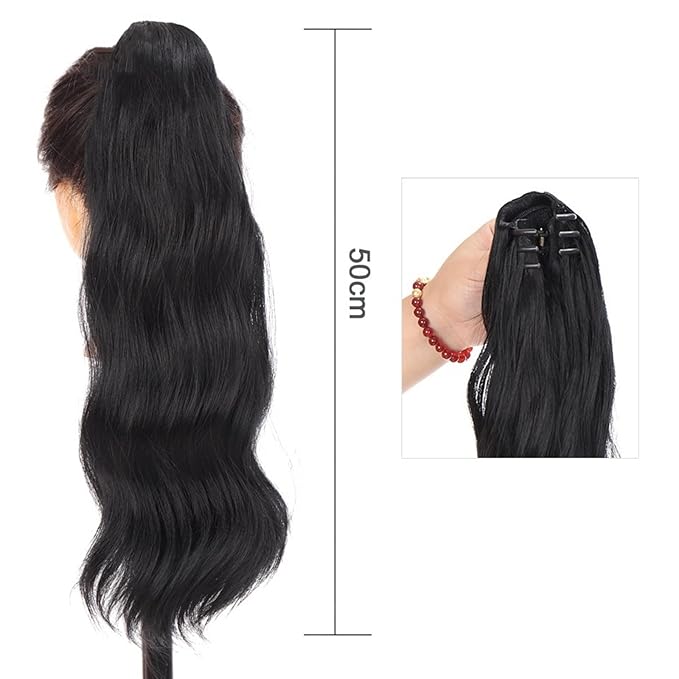 SONGCHAO Fake Hair Bun 1-Pack Long Wavy Claw Clip Ponytail Hair Extension Synthetic Ponytail Extension Ladies Fluffy Black Brown Ponytail Wig Hair Accessories (Color : 05)