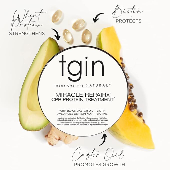 tgin Miracle RepaiRx Strengthening CPR Protein Treatment &amp Deep Hydrating Hair Mask for Curly Coily and Wavy Hair Repairs Protects and Restores Damaged Hair 12 oz (Set)