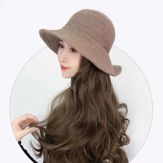 Wig Hat for Women Long Wavy Curly Hair Extensions Synthetic Wave Hat Perfect for Girls Women Bride Stylish Accessory