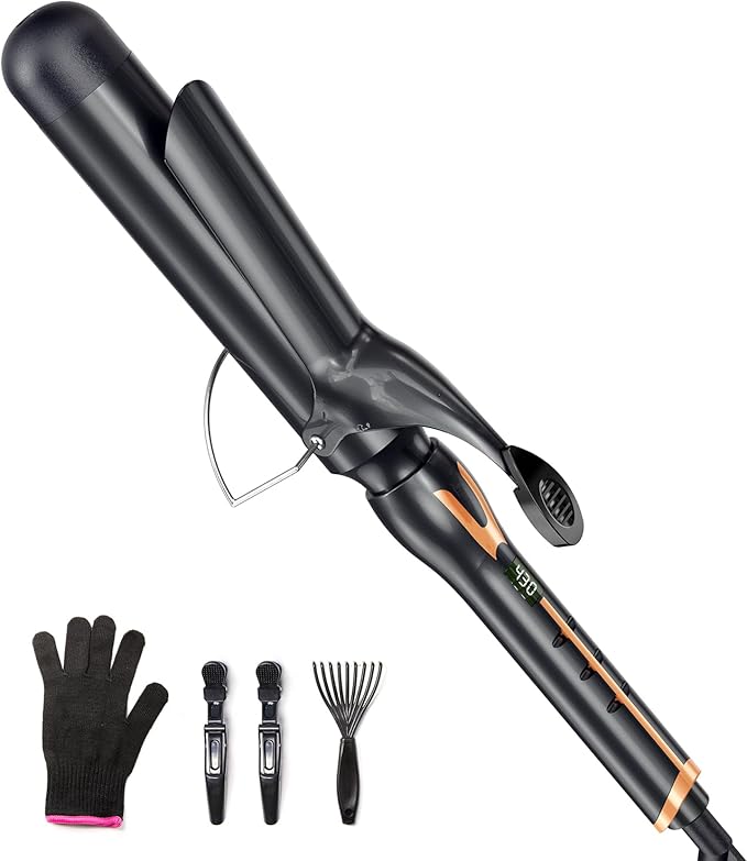 Curling Iron 1 1/2 Inch for Big Curls 14 Heat Settings Big Barrel 1.5 Inch Ceramic Large Barrel Curling Iron 1 1/2 Inch with Argan Oil Infused