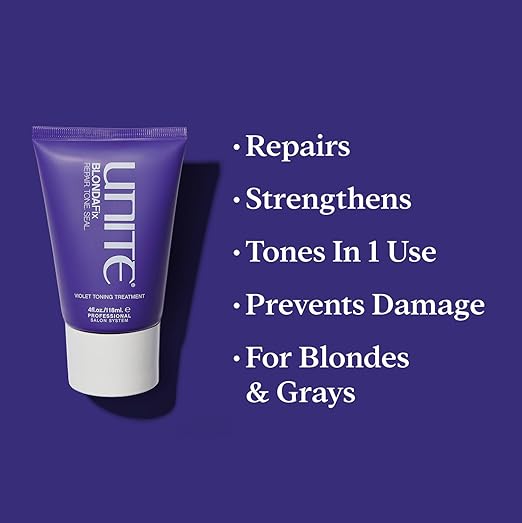 UNITE Hair - BLONDA Fix - Ultra-Violet Treatment for Blonde Gray &amp Highlighted Hair - Repairs Strengthens &amp Tones - Prevents Damage &amp Reduces Blow Dry Time 4 Fl Oz