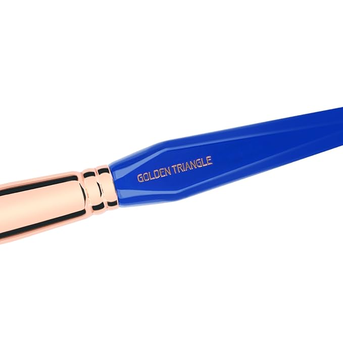 Bdellium Tools Professional Makeup Brush - Golden Triangle 955 Duo Fibre Finishing - With All Vegan and Soft Synthetic Fibers For Stippling Lightweight Application (Blue 1pc)