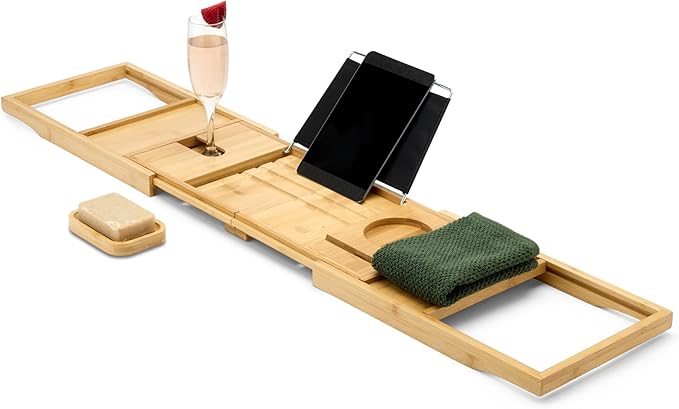 Amazon Basics Expandable Bamboo Bathtub Tray 43 x 1.3 x 1.3