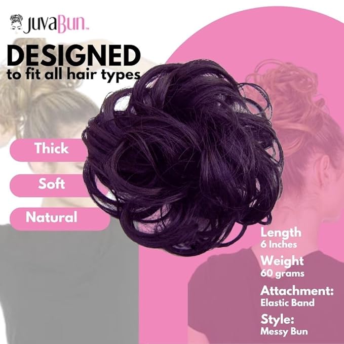 Juvabun Messy Bun Hair Piece Black ? Natural Soft Synthetic Updo Messy Bun Scrunchie Secure &amp Comfortable - Messy bun hair pieces for women