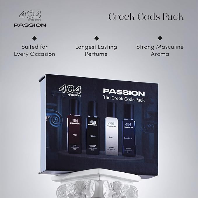 Longest Lasting 18% EDP Perfume Combo for Men | 4X20 ml | All Flavours Greek Gods Luxury Gift Set for Him | Fragrance Spray | Eau de Parfum | Date Night Body Spray Scent | Perfume Pack