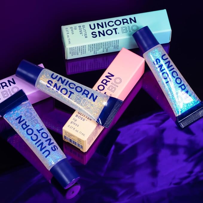 UNICORN SNOT Plant-Based Glitter Lip Gloss | Sparkly &amp Shimmer Lips for Christmas Glitter Makeup | Stocking Stuffers for Holiday Gift | Vegan &amp Cruelty Free 0.37 fl oz (BIO Galaxy)