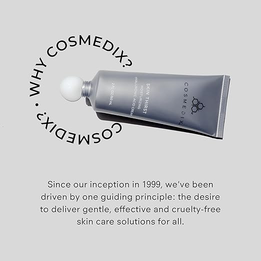 COSMEDIX Skin Thirst Hyaluronic Acid Moisturizer Face Cream - Hydrating Face Lotion &amp Make Up Primer for Pores Wrinkles &amp Fine Lines - Daily Facial Skin Care for Softer Smoother &amp Vibran