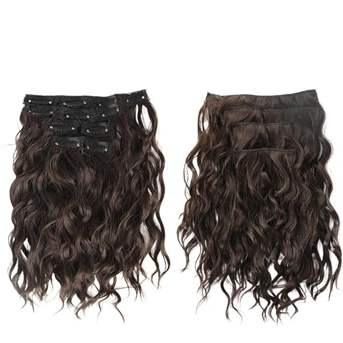 Short Curly Synthetic 4-piece Set Of Water Ripple Hair Extension Wig Clip In Woman's Clip Hair Accessories Hairpiece(6)