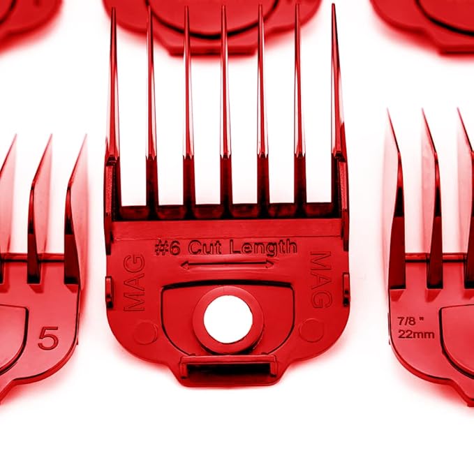 for Andis Magnetic Clipper Guards 10PCS Upgrade Professional Clipper Guard Comb Guides for Andis Master Hair Clippers - 1/16 to 1(Red)