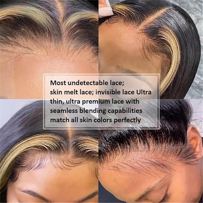 200% Density 13x6 Lace Front Wigs Human Hair Pre Plucked Body Wave HD Transparent Ombre Lace Front Wigs With Baby Hairs Glueless Wigs 13x6 Blonde Colored Human Hair Wig For Women 32 Inch