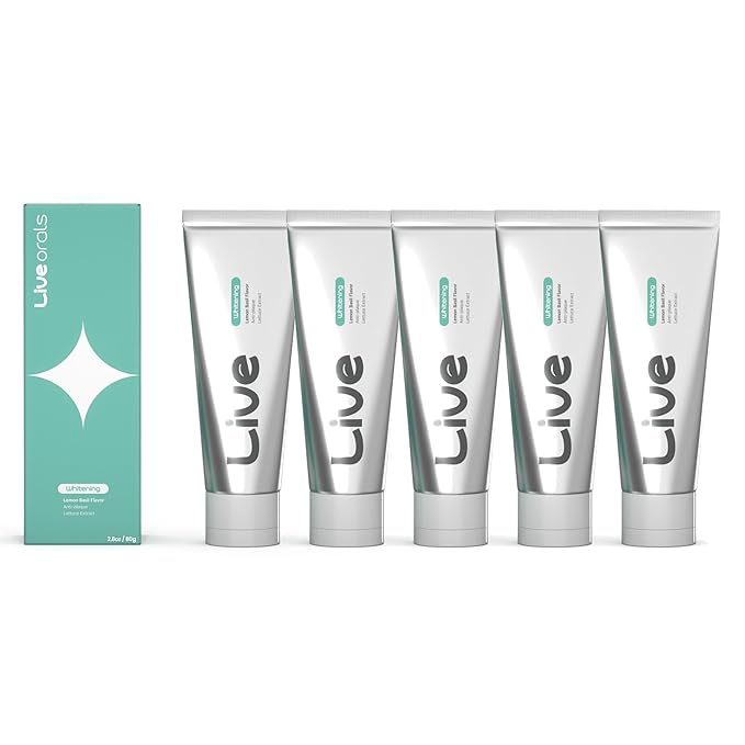 Live Orals Whitening Toothpaste 80g x 5 Units - Fluoride-Free Nano Hydroxyapatite &amp Hydrogen Peroxide Sensitive Teeth Enamel Strengthening Natural Mint Gel