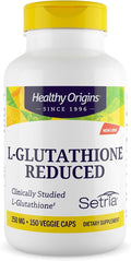 Healthy Origins L-Glutathione 250 mg (Setria Non-GMO Gluten Free Antioxidant Immune Support Skin Support) 150 Veggie Caps
