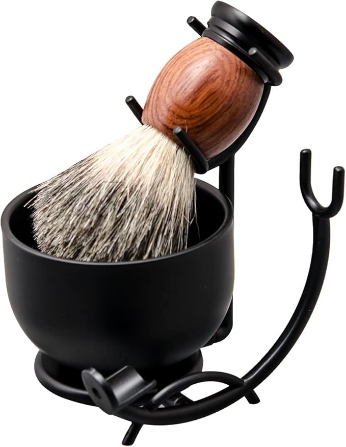 Grandslam Shaving Straight Razor Kit Steel Cutthroat Straight Razor With Leather Strop Shaving Brush Stainless Steel Shaving Bowl and Stand Shaving Soap Gift for Men